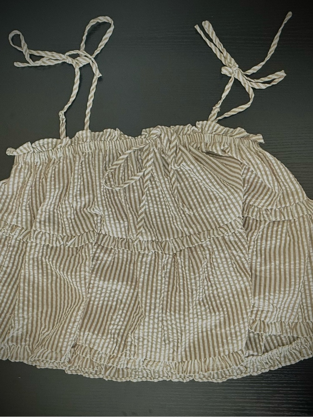 Beige Stripe Ruffle Cami Top NEW WITH TAGS!!! ๐ - Picture 2 of 3